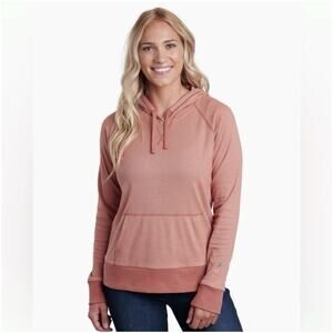 Kuhl Striped Stria Hoodie Pullover Long Sleeve Athleisure Casual Size M Orange